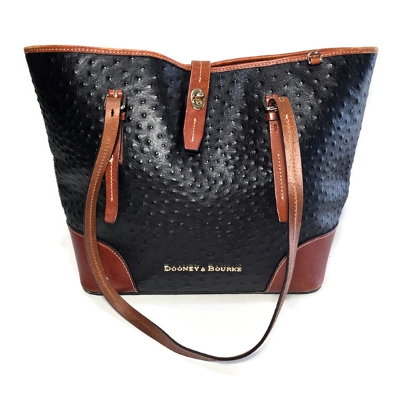 Dooney & Bourke Handbags - Dooney & Bourke Claremont Dover Black Ostrish Large Tote Bag Purse